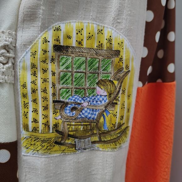 Vintage 60s Hippie Handmade Patchwork Boho Maxi Skirt Prairie Lined 13 In Waist - Picture 10 of 13